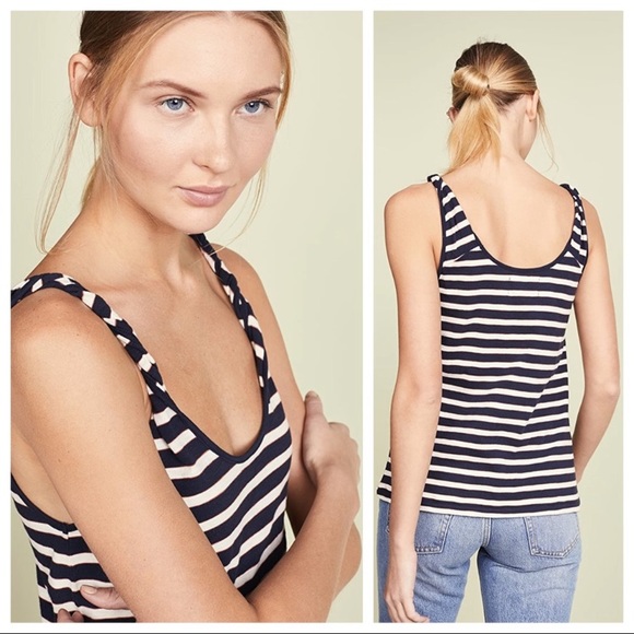 Current/Elliott The Twisted Tank navy cream stripe size 2 new with tags - Picture 7 of 12